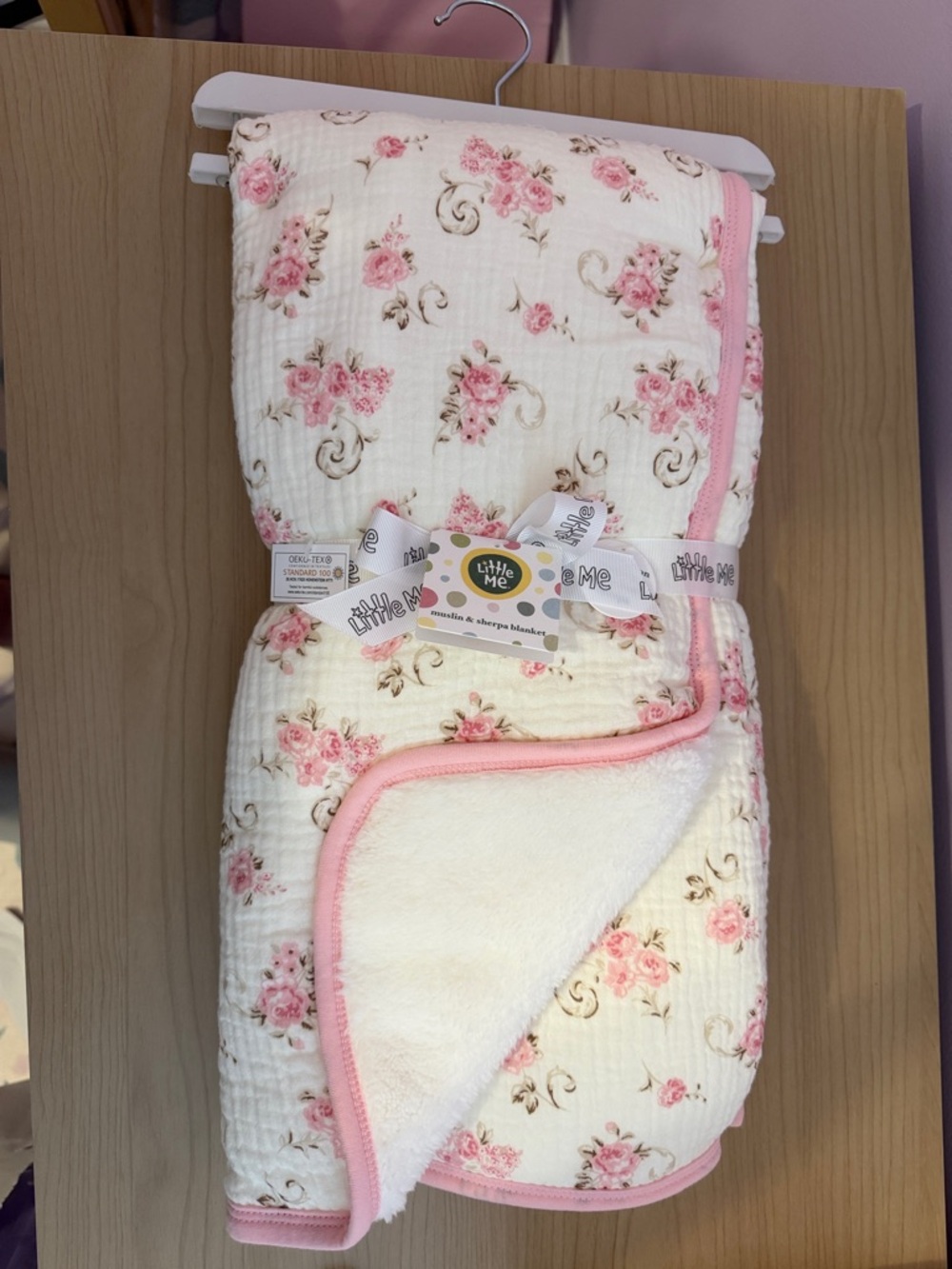 Little Me Pink & Cream Floral Baby Blanket
